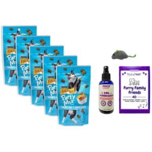 Purina Friskies Cat Treats | Party Mix Lobster Mac n Cheese | 5 Pack | PercyLoves Pal Furresher, MerlinsMart Zine, & Catnip Toy