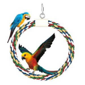 SPRING PARK Bird Perches Parrot Cotton Rope Circle Ring Stand Bird Toy Spherical Swing Perch Toy