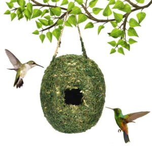 Bird House,Hummingbird Houses for Nesting,Mossy Caves,5.5IN Artificial Green Moss Caves Hide for Pet Reptile Frogs and Snakes, Terrarium(Green)