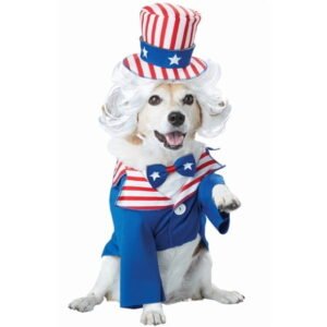 California Costumes Patriotic Uncle Sam Jacket & Hat Dog Apparel, Red, Medium, 3 Piece Set