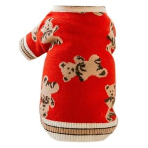 Happy 2026! Dog Sweater Cute Bear Dog Cardigans Clothes Puppy Knitting Coat Soft Pet Fall Winter Warm Apparel For Small Medium Dogs Boy Girl Cat Sweaters Outfits(White Red Xs S M L Xl) Festival Gifts
