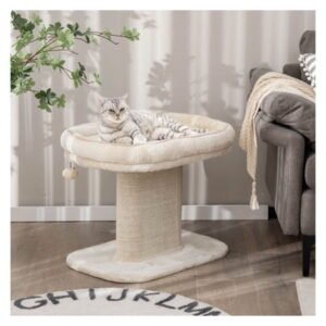 Cat Tree Tower with Plush Perch & Sisal Scratching Post – Modern 2-Tier Kitten Activity Center – Stable Cat Climbing Tree for Indoor Cats