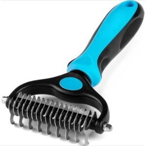 NCY Dematting Comb for Cats and Dogs, Mat Remover and Deshedding Grooming Tool, Safe Detangler for Matted Fur, Double Sided Undercoat Rake
