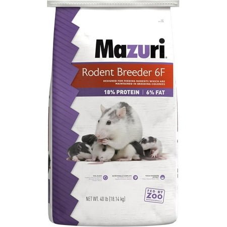 Mazuri Rodent Breeder 6F Diet, Rat Food & Mouse Food, 18% Protein 6% Fat, 40 lbs