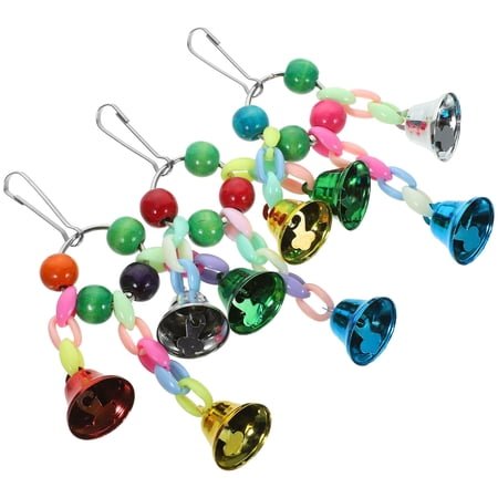 HAKIDZEL 3Pcs Metal Acrylic Bell Pendant Bird Toys for Parakeets and Pet Owners