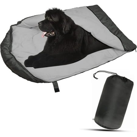 OROOTL Dog Sleeping Bag, Portable Travel Dog Bed Ultra Soft Waterproof Pet Bed with Storage Bag Warm Packable Dog Bed for Camping Hiking Backpacking(Grey)