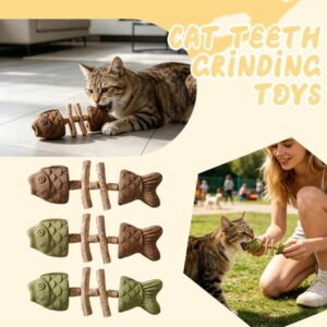 Cat Toys, Silvervine Sticks for Cats, Cat Nip Toys, Cat Dental Treats, 3 Pack 7X2.5 Inch Fish Bone Shaped Cat Chew Sticks, Mint Interactive Kitty Toys for Cat Teeth, Kitten Oral,