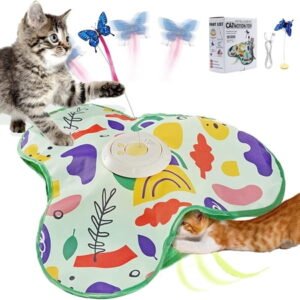 Magicorange Interactive Cat Toy for Indoor Cats, Hide and Seek Cat Toy Rechargeable, Automatic Moving Feather Toy, Non-Slip Suction Cup Base