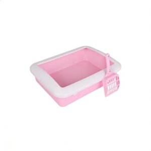 Kraoden Open Litter Box for Cats, Spatter Proof Plastic Litter Pan with Detachable Design, Deep Sides to Reduce Mess, Odor Absorbing Accessory, Ideal for Small to Medium Pets