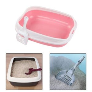 Cat Litter Toilet for Small Animals Easy to Install Splashproof Pet Accessories Cat Sandbox Container Pet Litter Tray Litter Pan pink