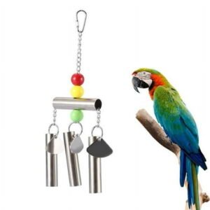 FAGINEY Stainless Steel Bell Toy for Birds Middle-large Size Parrot Standing Toy Cage Decor, Parrot Toy,Bird Bell Toy