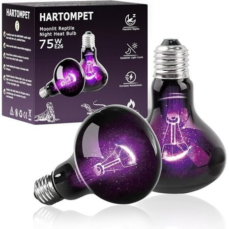 HARTOMPET 75W Reptile Light Bulb, Simulate Moonlight, Purple Basking Lamp,Ideal for Aquariums Tanks