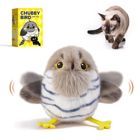 Potaroma Cat Toys Flapping Bird (No Flying), Lifelike Cuckoo Chirp, Rechargeable Touch Activated Kitten Fun Interactive Kitty Exercise Catnip Kicker for All Breeds 4.0 Inches
