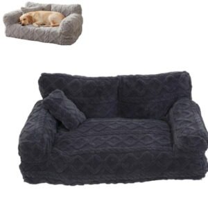 Fluffy Plush Calming Pet Sofa Bed, Washable Removable Cover Couch Bed with Non Slip Bottom for Dogs Cats All Sizes