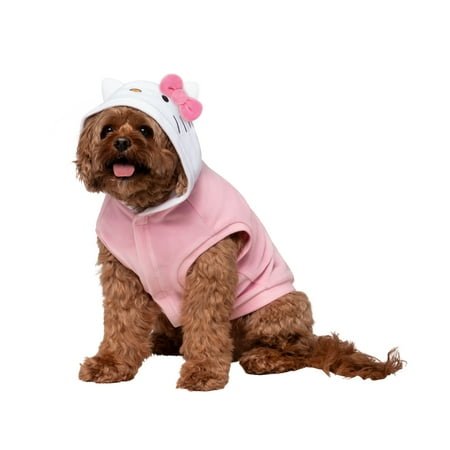Hello Kitty and Friends Hello Kitty Dog Hoodie – Velvet Plush Hooded Pet Shirt with Character Design (Size Large)