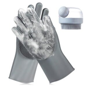 Rirool Pet Grooming Gloves for Dogs, Cats, Rabbits & Horses – 2-in-1 Deshedding Brush & Massage Mitt, Gentle Bathing Glove for Shedding, Long/Short Hair – 1 Pack