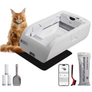 Etepon Automatic Self-Cleaning Cat Litter Box with Wide Opening, ABS Plastic, White