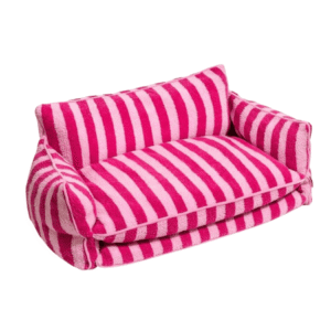Glow Pups Extra Large Washable Pet Bed, Pink Striped, Size 39.37″L x 23.62″W x 15.75″Th
