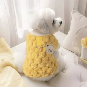 Moocorvic Dog Sweater for Small Dogs, Cats Winter Warm Soft Pet Clothes Pullover Vest Small Dog Apparel(Yellow,M)