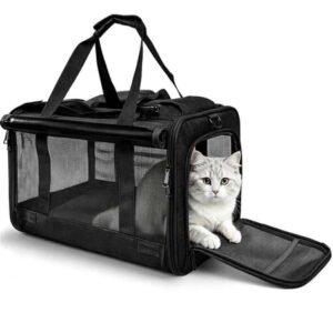 Pet Carrier for Large and Medium Cats up to 25 Lbs,Soft-Sided Pet Carrier for Big Medium Cats and Puppy Dog Carriers Cat Carriers,TSA Airline Approved Pet Privacy Protection Travel Carrier – Black