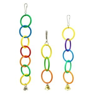 Colorful Rings Bird Bells Chewable Toy Encourages Exploration And Beak Care For Parakeets