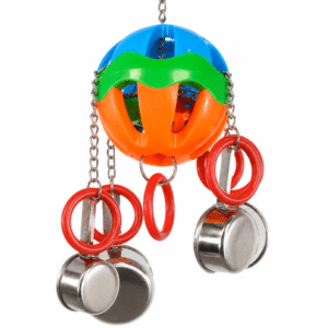 Bonka Bird Toys 2092 Huge Tuff Pot Stainless Steel Noise Rattle Tug Pull Parrot