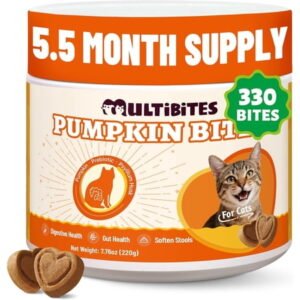 330 Bites Pumpkin Cat Treats, Natural Cat Treats Healthy with Pumpkin Powder for Cats, Psyllium Husk,Digestive Support Kitten Snacks for Stool Firm & Gut Health
