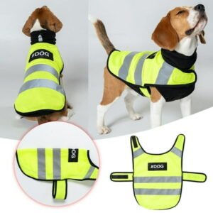 Dog Reflective Vest Adjustable Dog Safety Service Vest Pet High Visibility Apparel For Hunting Outdoor Activities Walking At Night(Yellow S-35Cm)
