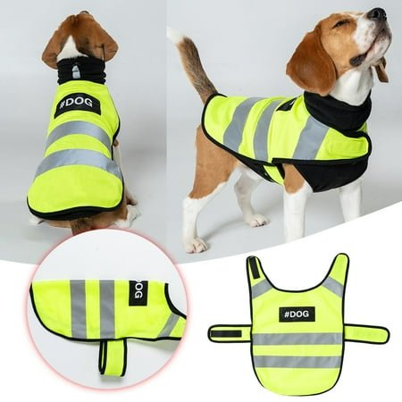 Dog Reflective Vest Adjustable Dog Safety Service Vest Pet High Visibility Apparel For Hunting Outdoor Activities Walking At Night(Yellow S-35Cm)