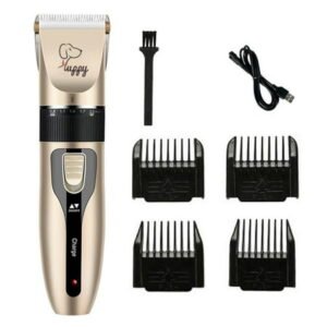 QHUDLV Dog Grooming Kit Clippers,Dog Shaver Clippers,Pet Hair Thick Coats Clippers Trimmers Set,Low Noise Rechargeable Cordless Electric Quiet Hair Clippers Set for Dogs Cats Pets F3W5