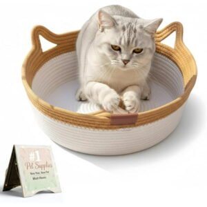 Instinct Basket for Cats, a Boredom-Busting Cat Retreat With Woven Rope Walls for Scratching and an Interactive Toy Tail to Promote Active Play