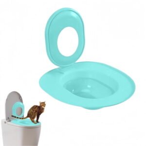 Cat Toilet Training Kit ,Reusable Cat Toilet Trainer, Easy Install Removable Cat Toilet Seat, Cat Litter Tray Kit, Kitty Potty Train System, Train Cat to Use Toilet, Pet Cleaning Cat Toilet(Bl