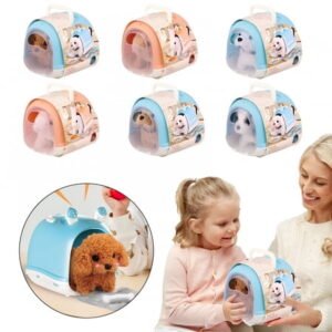 CYFW Walking Dog Toy for Kids,Plush Puppy Toy with Cage House,Electronic Interactive Dog Toy,Walking Barking Toddler Dog Toy Realistic Interactive Stuffed Animal,Electronic Interactive Pet Dog