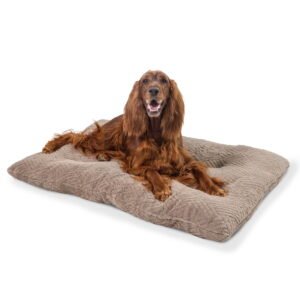 Best Friends by Sheri Comfy Crate Sleeper Mat – Plush Low-Pile Dog Bed, 42″ x 28″, XL & XXL Crates, Up to 100 lb Dogs, Machine Washable, Cross Section Pattern, Mushroom