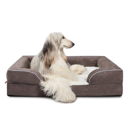 Laifug Large Orthopedic Premium Memory Foam Dog Bed, Dog Sofa with Washable and Removable Suede Cover, Waterproof Liner and Non-Slip Bottom Grey, Large(40”x32”x9”)