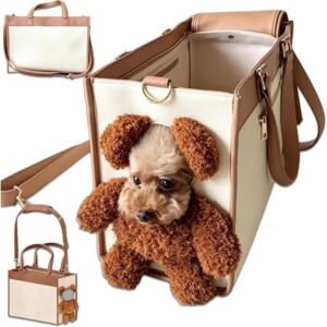 Teddy Carrier Bag for Dogs and Cats, 2 in 1 Multifunctional Teddy Bear Dog Carrier Bag, Puppy Purse Carrier for Small Dogs, Portable Convenient Travel Tote for Walks and Errands (Small)