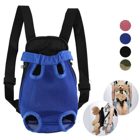 PULLIMORE Pet Carrier Backpack Front Pack, Dog Cat Carrier Travel Bag Adjustable Straps Legs Out for Small Medium Pets (S, Blue)