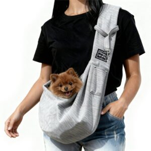 GOUWAN Dog Sling Carrier, Pet Sling for Small Dogs Puppy Cats Travel Under 15lbs, Gray