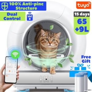 Self-Cleaning Cat Litter Box, Automatic Litter Box w/ 65+9L Extra-Large Capacity for Multi-Cat, App Monitoring & Health Monitoring, Odor Isolation & Smart Radar Detection, Free Liners Gift