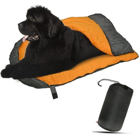 OROOTL Dog Sleeping Bag, Portable Travel Dog Bed Ultra Soft Waterproof Pet Bed with Storage Bag Warm Packable Dog Bed for Camping Hiking Backpacking(Orange)