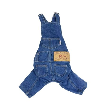 GASTROPOD Dog Clothes, Washed Denim Jacket with Suspender Design, Elastic Fit Pet Apparel for Walking and Travel, Blue XS