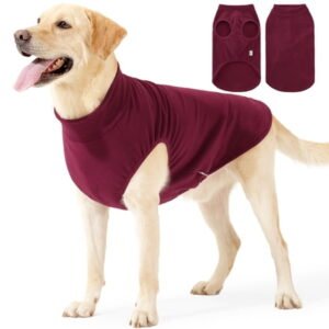 ROZKITCH Warm Dog Sweater Stretchy Dog Clothes Sleeveless Pet Sweatshirt for for Indoor and Outdoor Wear Soft Dog Pajamas for Small Medium and Large Dogs(Red,M)