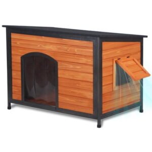 Dog Kennel Outdoor Chew Proof 43.3 Inch Weatherproof House for Small Medium Large Dogs with Durable Metal Frame Raised Floor Design, Brown
