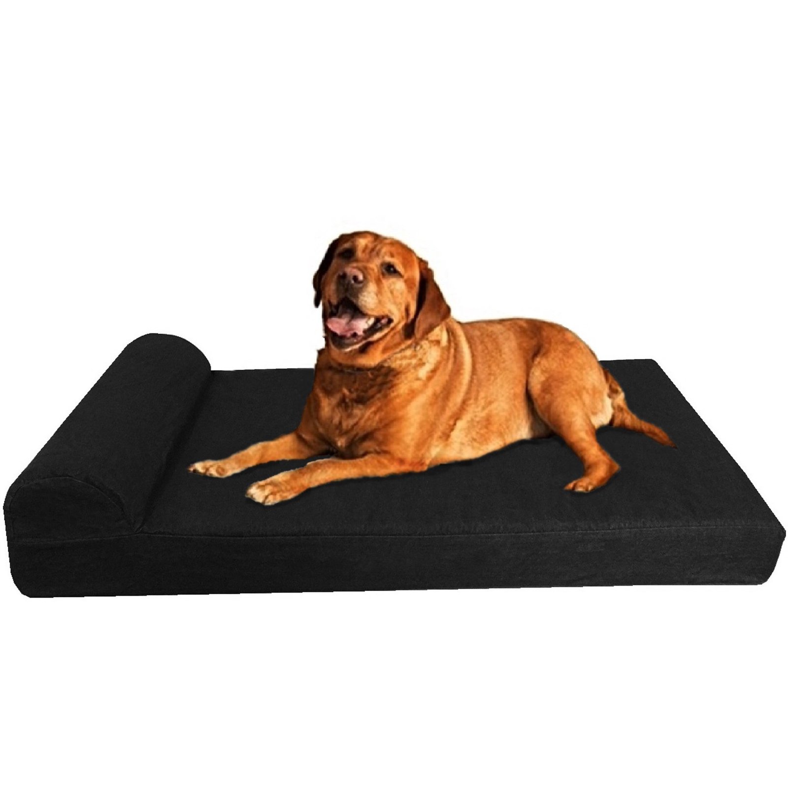 Extra Large HeadRest Orthopedic Memory Foam Dog Bed for Large Dogs, Waterproof Liner with Washable Canvas Black Cover, 47″X29″
