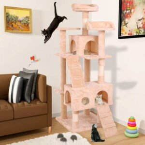Cat Climbing Frame Covered Scratching Posts Cat Tree Pet Furniture