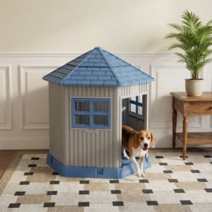 MAYEERTY Outdoor Weatherproof Dog House, Removable Roof Cottage-Style Pet Shelter for Backyard Patio