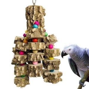 Macaw Toys, Extra Large Parrot Toys, Natural Wood Bird Chewing Toys for Large Birds Parrots Grey Macaws Cockatoos Parrots（Steel wire type）