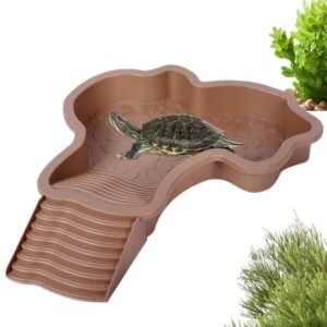 Darzheoy Reptile Bathing Pool Turtle Bath Amphibians Accessories with Ramp Tortoise Feeder Lizards Habitat for Tortoise Scorpion Snake