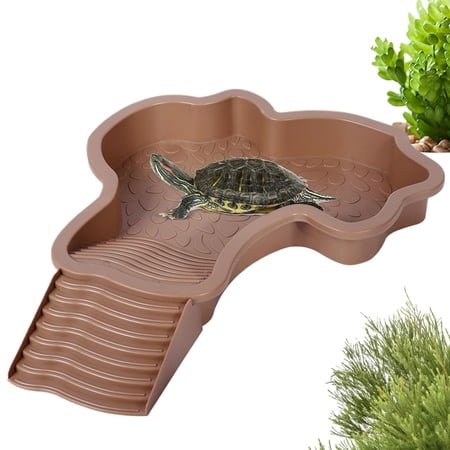 Darzheoy Reptile Bathing Pool Turtle Bath Amphibians Accessories with Ramp Tortoise Feeder Lizards Habitat for Tortoise Scorpion Snake
