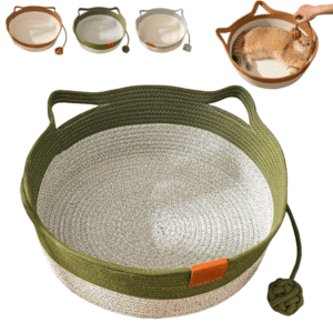 Instinct Basket, Stimuli Cat Bed with Toy Tail, Cats Ear Design, Breathable All Season Universal, Scratch-Resistant for Cats